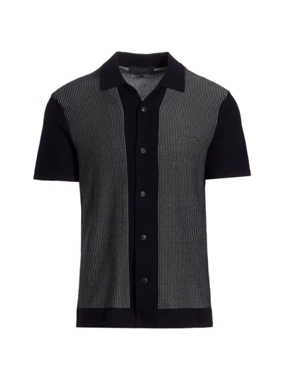 Shop Rag & Bone Harvey Knit Cotton Camp Shirt In Black