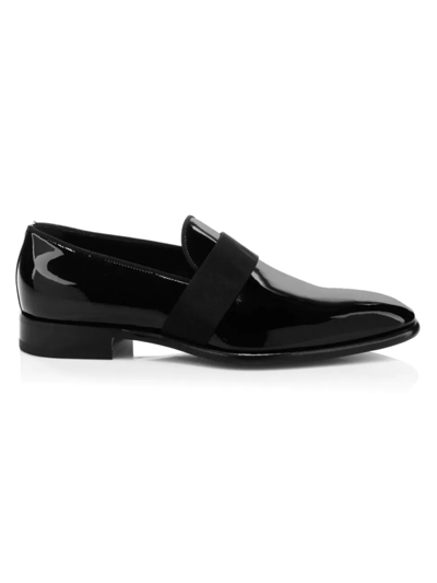 Shop Santoni Men's Isomer Patent Leather Loafers In Black