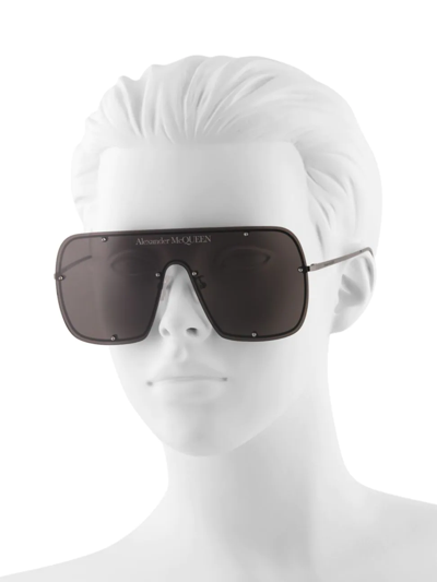 Shop Alexander Mcqueen Women's Studs 99mm Mask Sunglasses In Rutenium