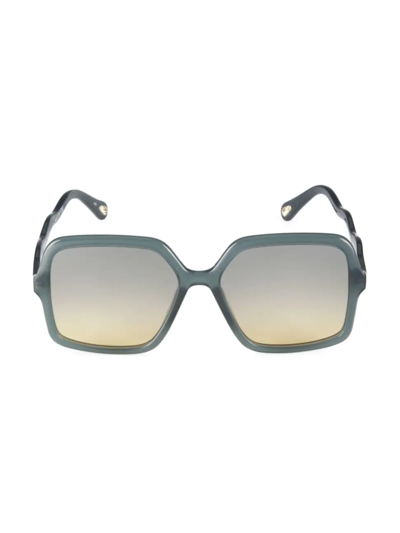 Shop Chloé Women's Zelie 58mm Square Sunglasses In Blue