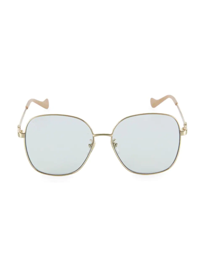 Shop Gucci Women's Cut Out 61mm Square Sunglasses In Gold