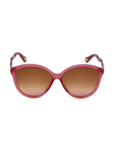 Shop Chloé Women's Zelie 58mm Cat Eye Sunglasses In Burgundy