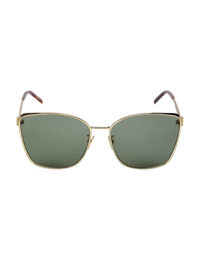 Shop Saint Laurent Women's Monogram Metal Spoiler 62mm Cat Eye Sunglasses In Gold