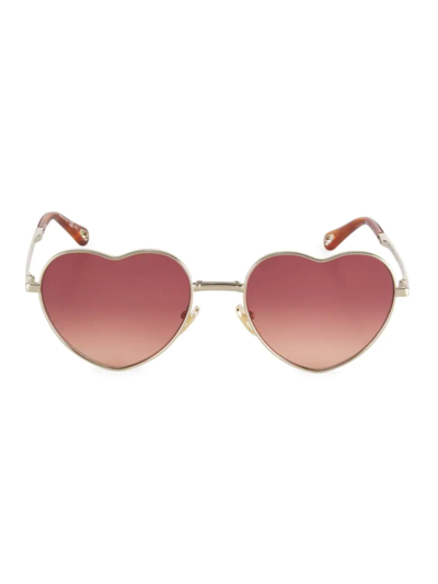 Shop Chloé Women's Milane 59mm Heart Sunglasses In Gold