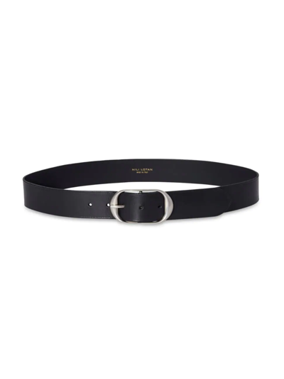 Shop Nili Lotan Women's Nili Leather Belt In Black Silver