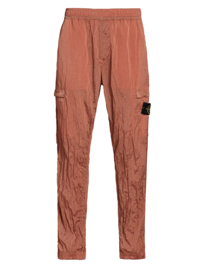 Shop Stone Island Men's Nylon Cargo Pants In Orange