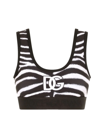 Shop Dolce & Gabbana Zebra Sports Bra In Black