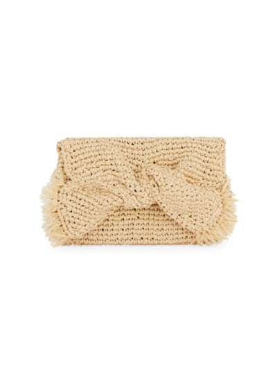 Shop Anya Hindmarch Raffia Bow Clutch In Natural