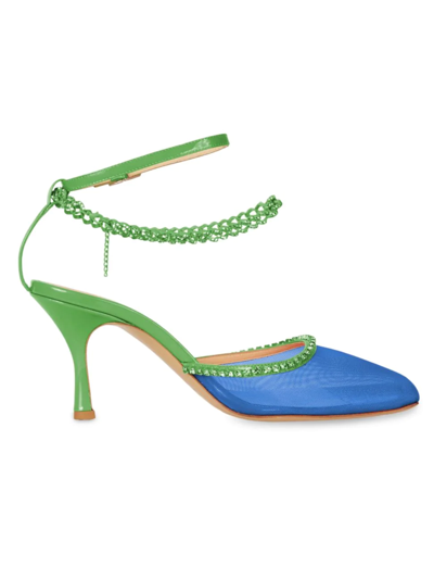 Shop Nalebe Women's Stellar Crystal-embellished Ankle-strap Pumps In Green Blue
