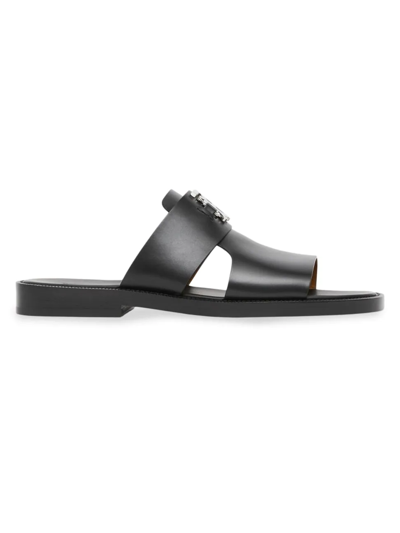 Shop Burberry Men's Kingsgate Strappy Leather Sandals In Black