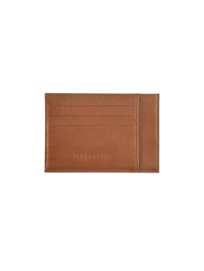 Shop Longchamp Men's Le Foulonné Leather Cardholder In Caramel