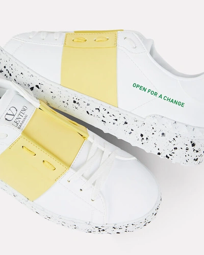 Shop Valentino Open For Change Leather Sneakers In White
