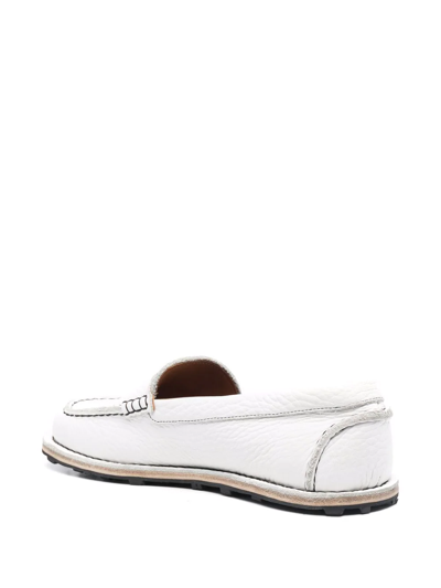 Shop Marni Square-toe Penny Loafers In White