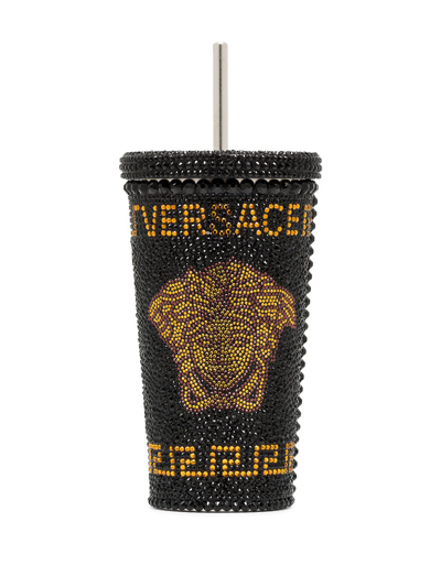 Shop Versace Medusa Crystal-embellished Travel Cup In Schwarz