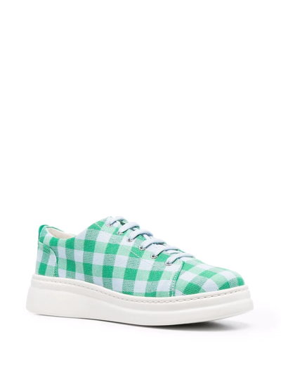 Shop Camper Gingham-check Print Sneakers In Green