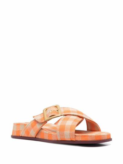 Camper Atonik Gingham-check Print Slides In Orange