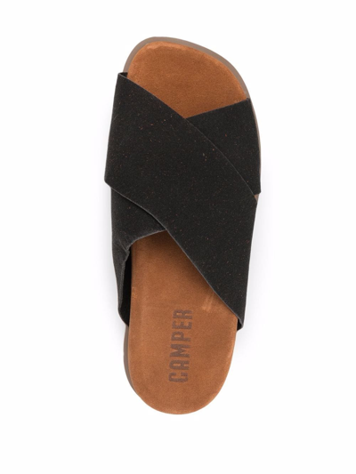 Shop Camper Brutus Cross Strap Sandals In Black