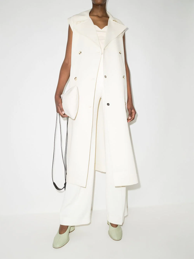 Shop Gia Studios Double-breasted Sleeveless Trench Coat In Gelb