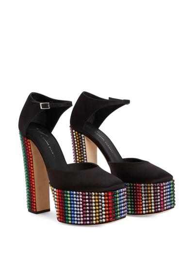 Giuseppe Zanotti New York Satin Embellished Platform Pumps In Black