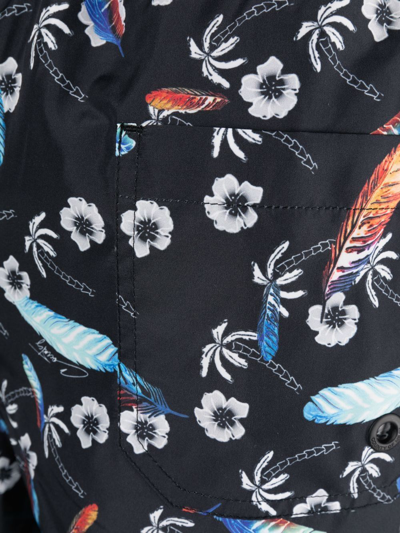 Marcelo Burlon County Of Milan Hawaii Print Tech Swim Shorts In Schwarz