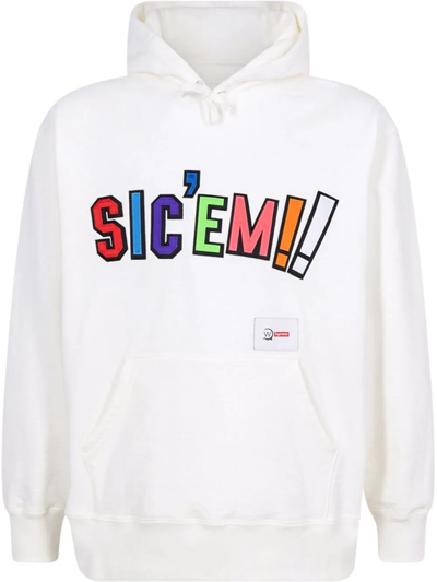 Shop Supreme X Wtaps Sic'em Drawstring Hoodie In White