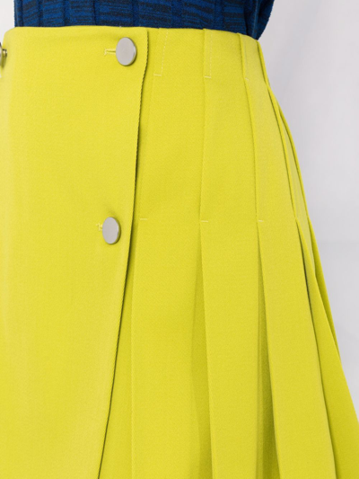Shop Bottega Veneta High-waist Pleated Skirt In Green