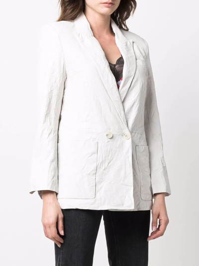 Shop Zadig & Voltaire Double-breasted Leather Blazer In Nude
