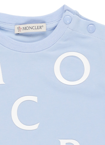 Shop Moncler Logo T-shirt In Light Blue
