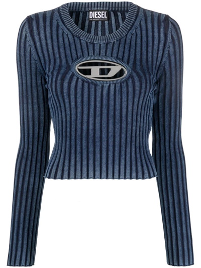 Diesel Women M-anchor Cotton Sweater In Blue