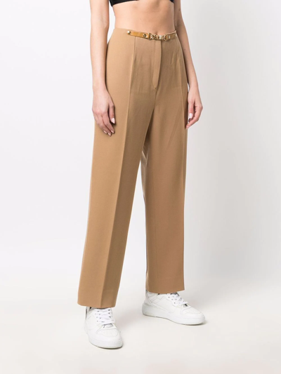Pre-owned Celine 1980s  Chain-detail Tailored Trousers In Brown
