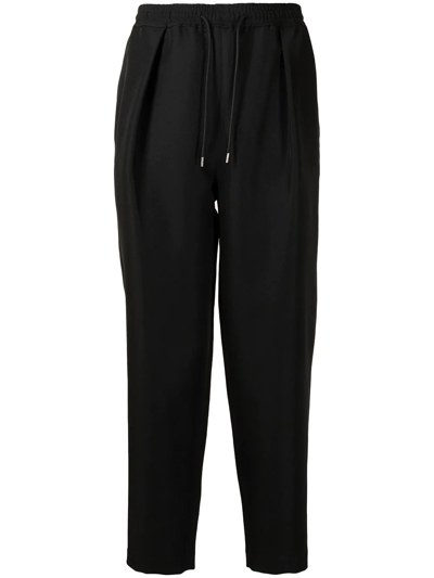 Shop Yoshiokubo Elasticated-waist Tapered Trousers In Black