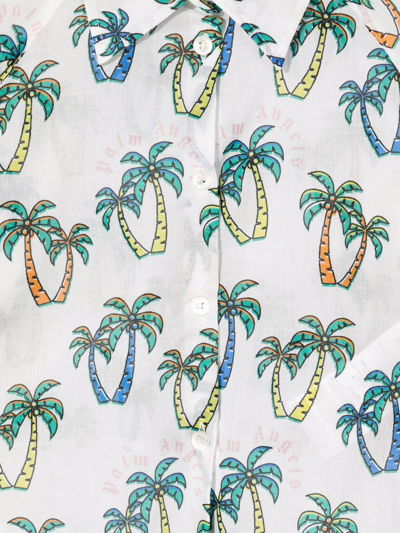 Palm Angels Palm Tree-print Knot Shirt In White