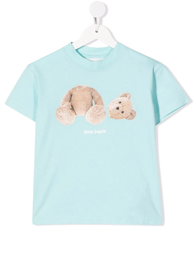 Shop Palm Angels Teddy Bear Print T-shirt In Blue