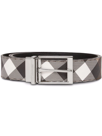 Shop Burberry Reversible Check-print Belt In Brown