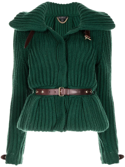 Pre-owned Burberry Belted Cashmere Cardigan In Green