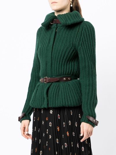 Pre-owned Burberry Belted Cashmere Cardigan In Green