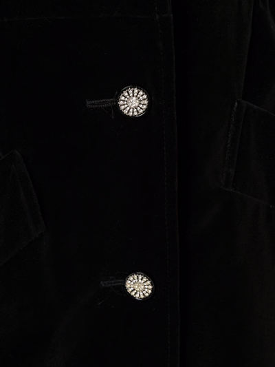 Pre-owned Saint Laurent 1980s Rhinestone-embellished Velvet Midi Dress In Black