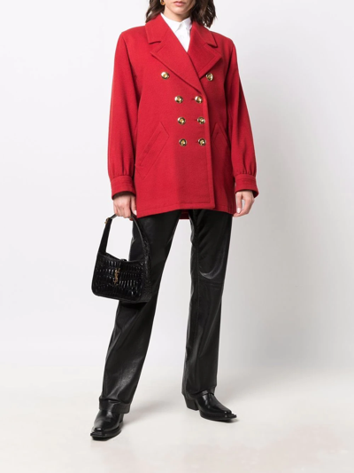 Pre-owned Saint Laurent 1990s Double-breasted Coat In Red