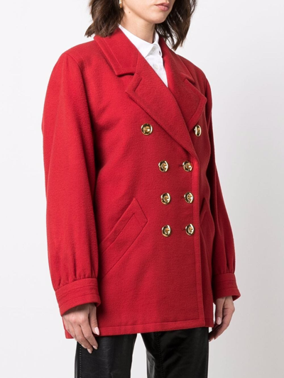 Pre-owned Saint Laurent 1990s Double-breasted Coat In Red