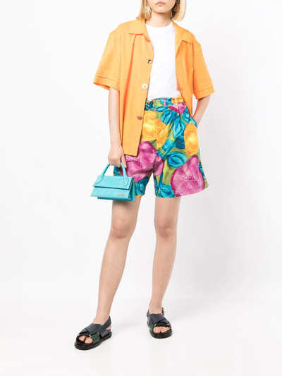 Shop Marni Floral-print Belted-waist Shorts In Multicolour