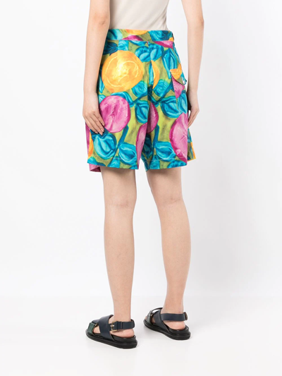 Shop Marni Floral-print Belted-waist Shorts In Multicolour