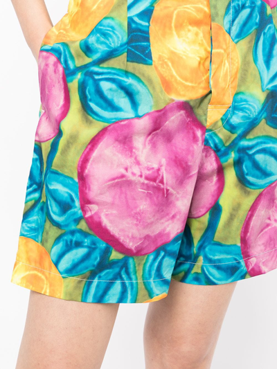 Shop Marni Floral-print Belted-waist Shorts In Multicolour