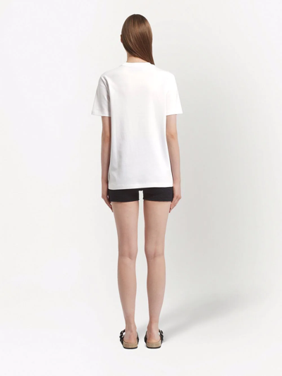 Shop Prada Triangle-logo Interlock T-shirt In White