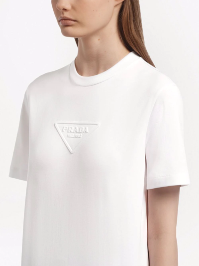 Shop Prada Triangle-logo Interlock T-shirt In White