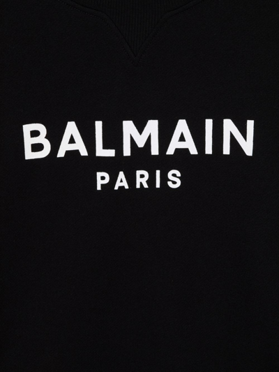 Shop Balmain Logo-print Cotton Sweater In Black