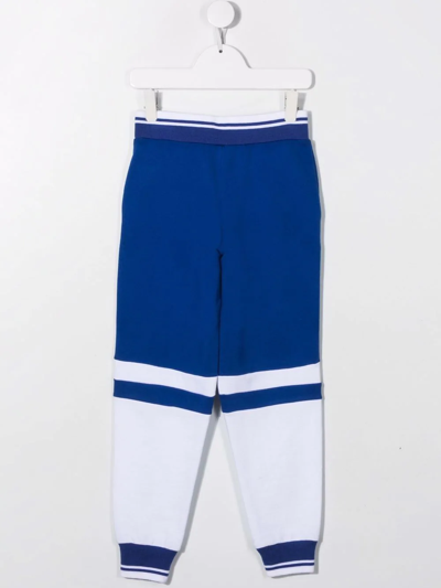 Shop Marni Colour-block Logo-print Trousers In Blue