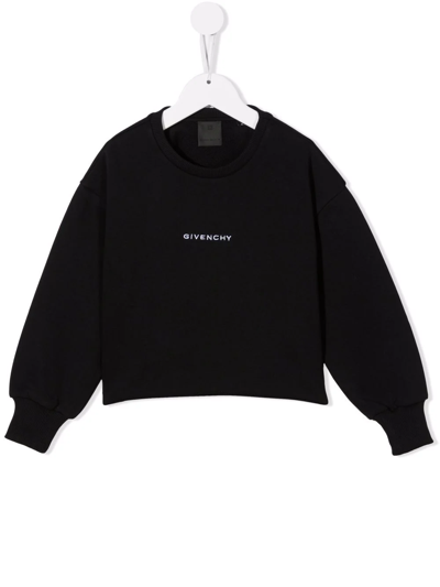 Shop Givenchy Teen Logo-print Crew Neck Sweatshirt In Black