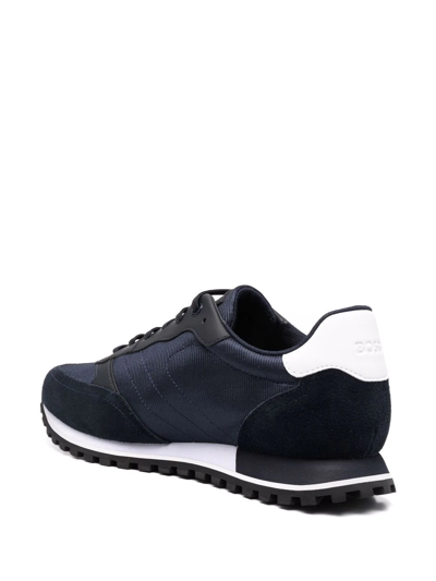 Hugo Boss Running-style Trainers In Mixed Materials With Raised Logo In Blue