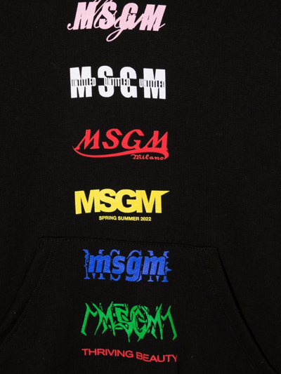 Shop Msgm Graphic-print Cotton Hoodie In Black