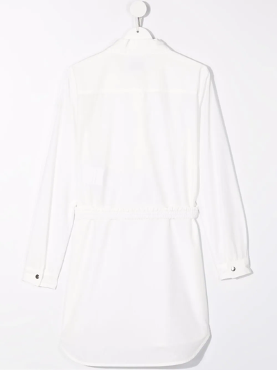 Shop Moncler Belted-waist Dress In White